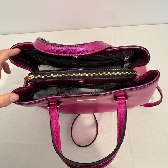 NWOT Kate Spade New York Hot Pink Saffiano Leather Satchel Tote Crossbody Strap - Picture 5 of 10